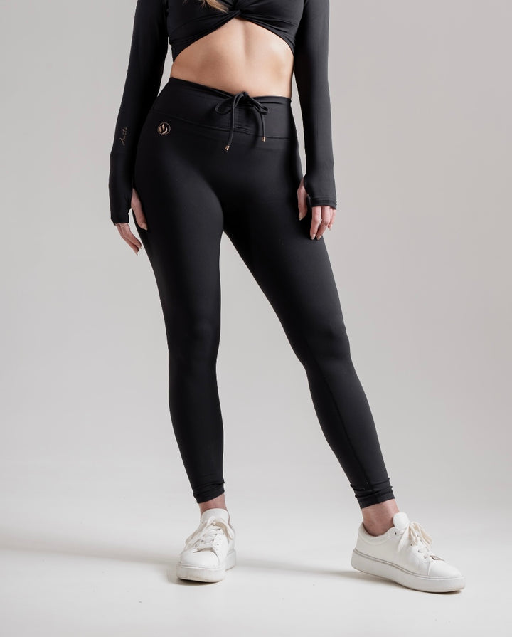 Ribbon leggings Black